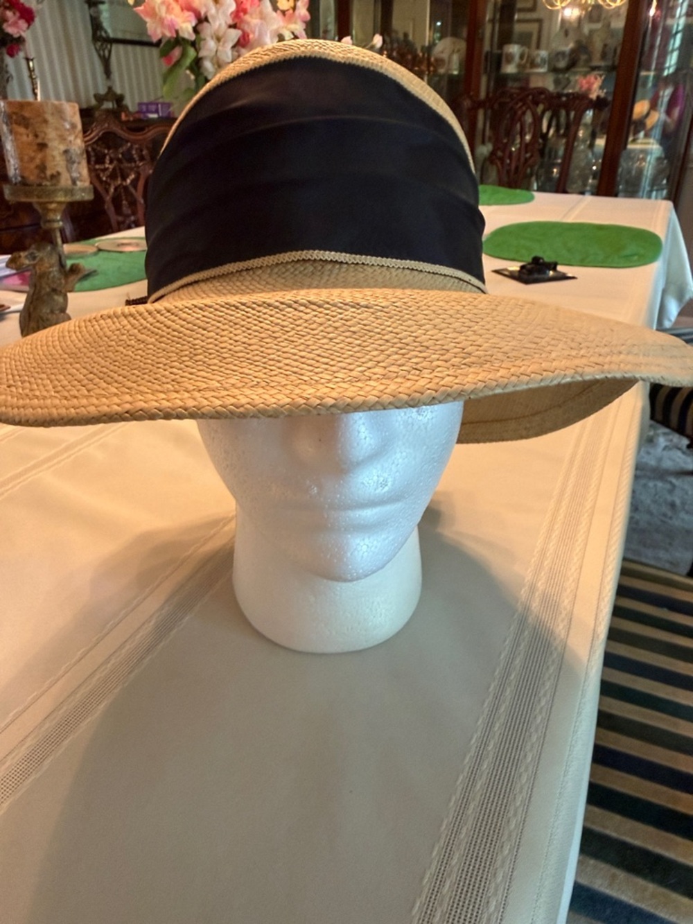 betmar Wide-Brim Straw Hat with Black Band